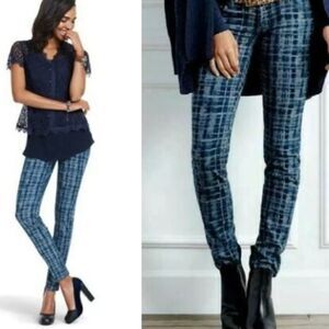cAbi Curvy skinny grid womens pants blue size 8